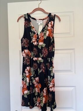 Stitch Fix French Grey Troian Brushed Knit Dress in Black Floral NWT